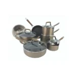 Nuvora Kitchen Classic 12-Piece Champagne Bronze Nonstick Aluminum Cookware Set