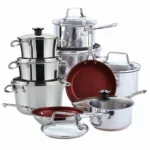 Nuvora Kitchen Signature 10-Piece Stacking Stainless Steel Cookware Set – Aluminum Base, Induction Compatible - Image 5