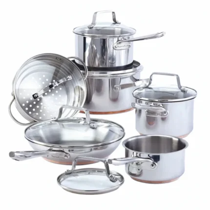 Nuvora Kitchen12-Piece 5-Ply Copper Core Stainless Steel Cookware Set